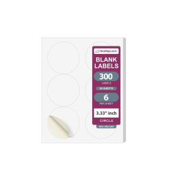 NextDayLabels - Laser/Ink Jet White Labels (3.33" Round/50 Sheets)